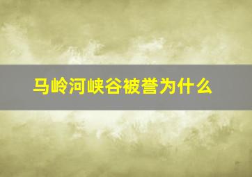 马岭河峡谷被誉为什么