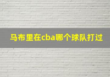 马布里在cba哪个球队打过