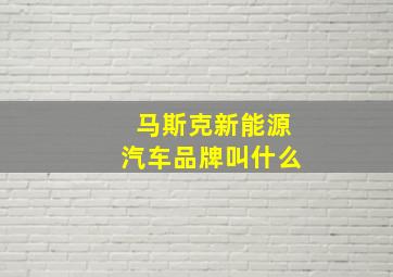 马斯克新能源汽车品牌叫什么