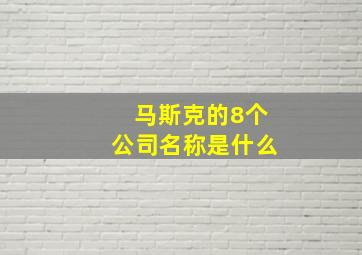 马斯克的8个公司名称是什么