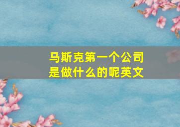 马斯克第一个公司是做什么的呢英文