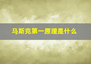 马斯克第一原理是什么