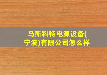 马斯科特电源设备(宁波)有限公司怎么样