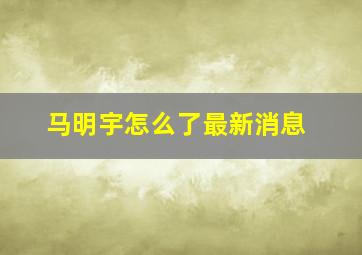 马明宇怎么了最新消息