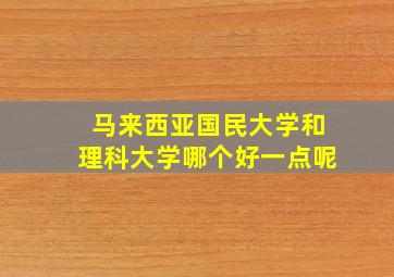 马来西亚国民大学和理科大学哪个好一点呢