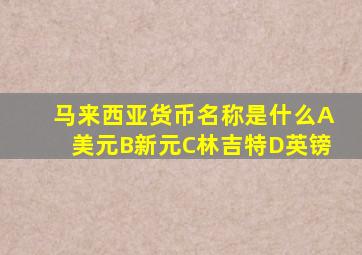 马来西亚货币名称是什么A美元B新元C林吉特D英镑