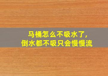 马桶怎么不吸水了,倒水都不吸只会慢慢流