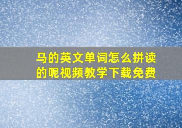 马的英文单词怎么拼读的呢视频教学下载免费