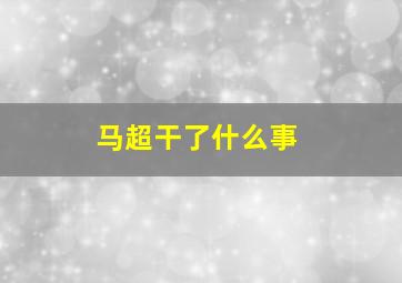 马超干了什么事