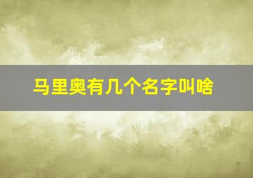 马里奥有几个名字叫啥