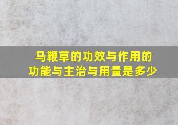 马鞭草的功效与作用的功能与主治与用量是多少