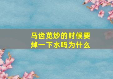 马齿苋炒的时候要焯一下水吗为什么