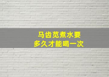 马齿苋煮水要多久才能喝一次