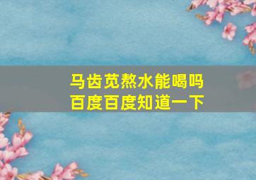 马齿苋熬水能喝吗百度百度知道一下