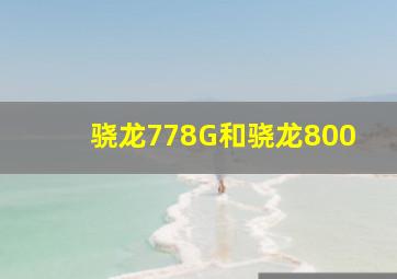 骁龙778G和骁龙800