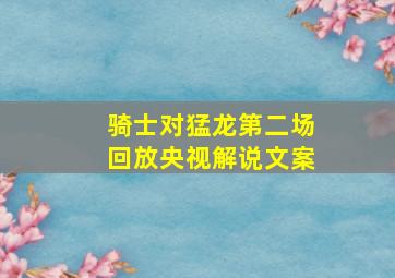 骑士对猛龙第二场回放央视解说文案