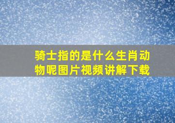 骑士指的是什么生肖动物呢图片视频讲解下载