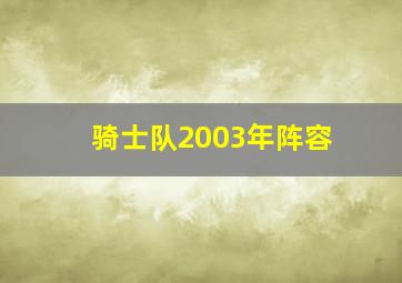 骑士队2003年阵容