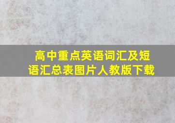 高中重点英语词汇及短语汇总表图片人教版下载