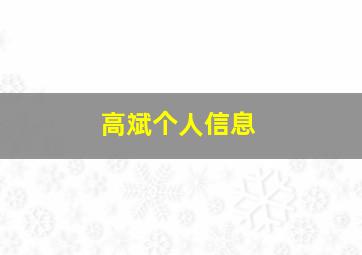 高斌个人信息