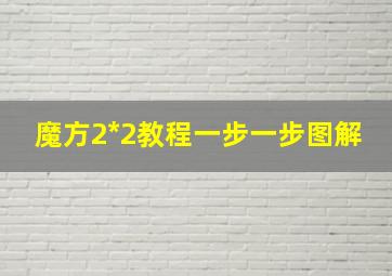 魔方2*2教程一步一步图解