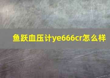 鱼跃血压计ye666cr怎么样