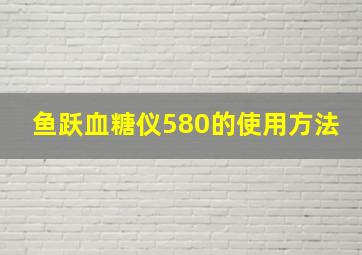 鱼跃血糖仪580的使用方法