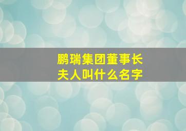 鹏瑞集团董事长夫人叫什么名字