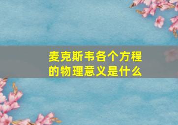 麦克斯韦各个方程的物理意义是什么