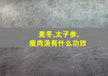 麦冬,太子参,瘦肉汤有什么功效