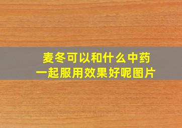 麦冬可以和什么中药一起服用效果好呢图片