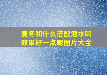 麦冬和什么搭配泡水喝效果好一点呢图片大全