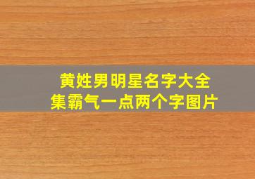 黄姓男明星名字大全集霸气一点两个字图片