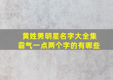 黄姓男明星名字大全集霸气一点两个字的有哪些