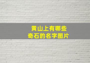 黄山上有哪些奇石的名字图片