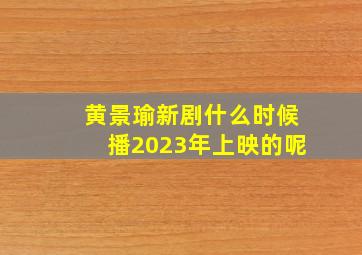 黄景瑜新剧什么时候播2023年上映的呢