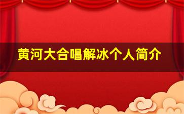 黄河大合唱解冰个人简介