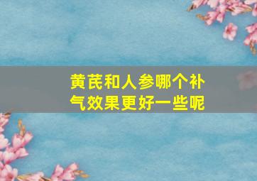 黄芪和人参哪个补气效果更好一些呢