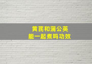 黄芪和蒲公英能一起煮吗功效