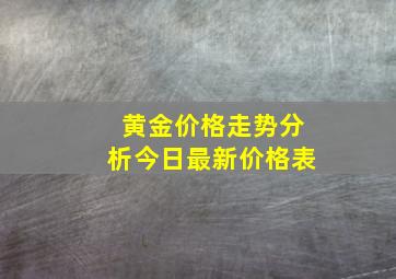 黄金价格走势分析今日最新价格表