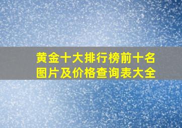 黄金十大排行榜前十名图片及价格查询表大全