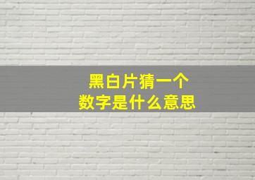 黑白片猜一个数字是什么意思