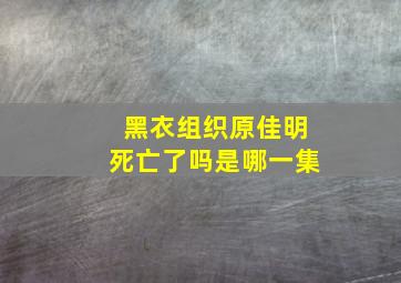 黑衣组织原佳明死亡了吗是哪一集