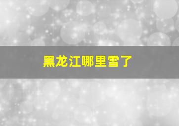 黑龙江哪里雪了