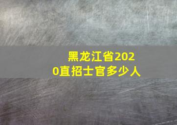 黑龙江省2020直招士官多少人