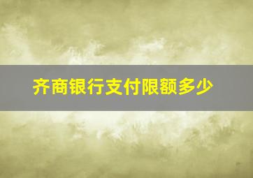 齐商银行支付限额多少