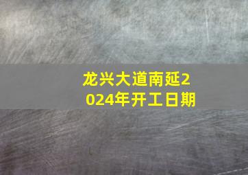 龙兴大道南延2024年开工日期