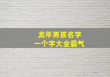 龙年男孩名字一个字大全霸气