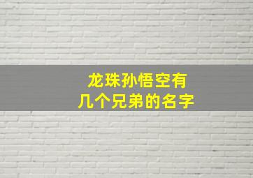 龙珠孙悟空有几个兄弟的名字