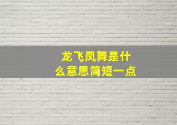 龙飞凤舞是什么意思简短一点